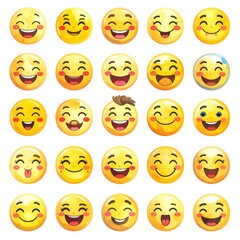 Obraz premium Collection of cheerful cartoon emoticons
