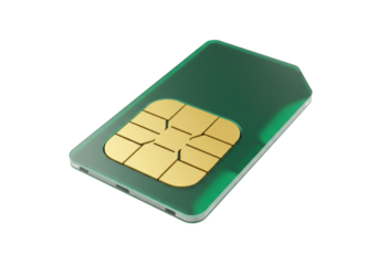 Isolated cell phone SIM card, standard size, for mobile cellular global communications network