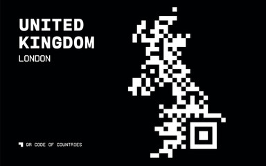 Abstract QR Code Map of the UK Highlighting the Capital London