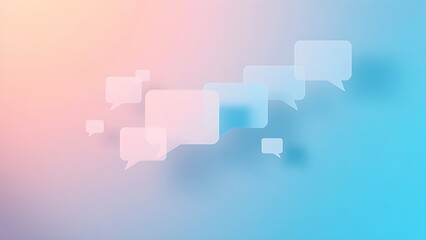 Modern feedback concept with floating speech bubble shapes on a soft gradient background.
