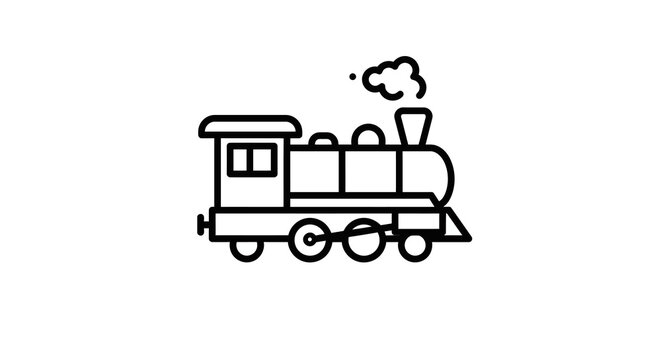 Simple linear steam train sketch with minimalist outline design