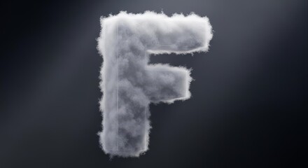 Cloud Letter F Fluffy White on Dark Background Forming Shape