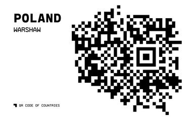 Poland Map in QR Code Design with Warsaw Marked
