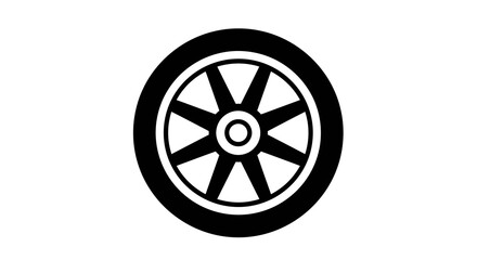 Obraz premium Bold wheel silhouette design with spokes on white background