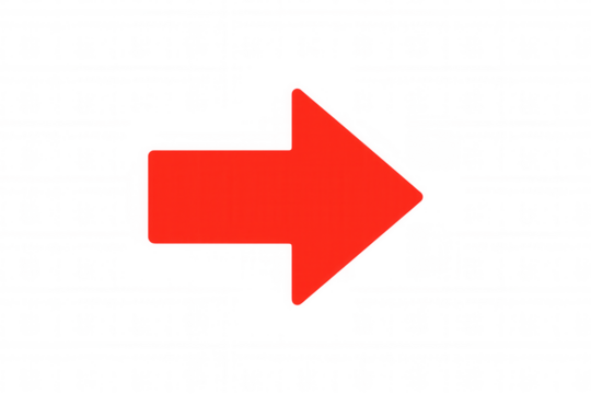 Red arrow icon pointing right, symbolizing direction, navigation, and forwarding progress on transparent background