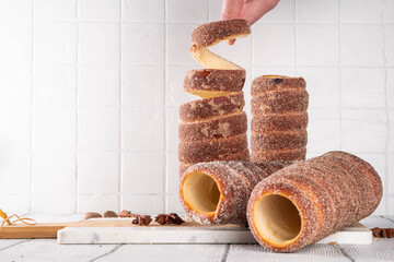 Traditional Christmas glazed dessert chimney cake