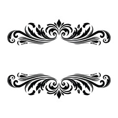 Fototapeta premium Vector art of symmetrical black and white vector design featuring elegant floral flourishes, perfect for adding a touch of sophistication