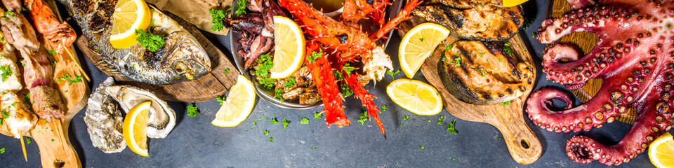 BBQ grilled fish and seafood