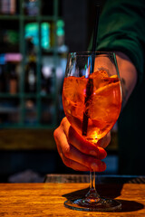 Bartender make cocktail
