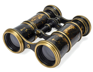 Antique Gold Trimmed Binocular Close Up Optical Instrument Still Life