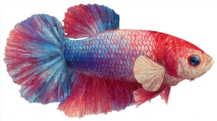 siamese fighting fish on white background
