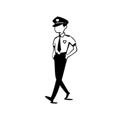 Police officer. Police officer simple black and white line art vector logo