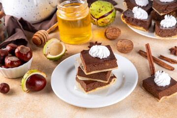 Homemade autumn taste chestnut pie bars