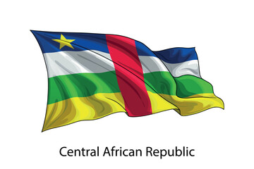 Central African Republic national flag waving in the wind illustration