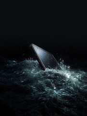 水没したスマートフォン