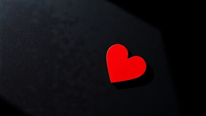 Obraz premium Red heart-shaped object on a dark textured surface, conveying emotion through minimalist design.