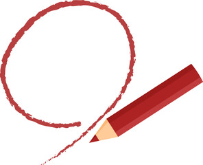 赤い線で丸を描く赤い鉛筆のイラスト