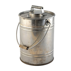  Vintage metal milk oil can used for transporting dairy products isolated on transparent background 