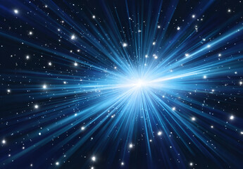 Obraz premium Stunning cosmic background with bright rays of light emanating from a vibrant star in deep space.