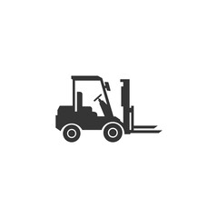 Black Silhouette of a Forklift, Industrial, Heavy Duty, icon. Suitable for your design need, logo, illustration, animation, etc.