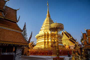View of the stunning Wat Phra That Doi Suthep temple near Chiang Mai, Thailand