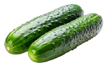 Fresh and vibrant green cucumbers, perfect for healthy salads, pickling, or a refreshing snack, showcasing natural texture and vibrant color against a clean white background