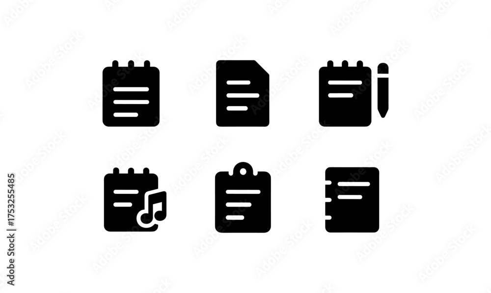 Wall mural minimalist notebook and document icons set for digital and print design