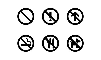 Minimalist prohibition symbols collection for safety and regulation signs