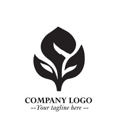 Spinach Logo Symbol in Black on the White Background Minimalist Leaf Vegetable Illustration