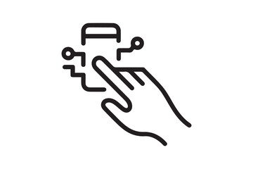 Human hand touch technologies concept line icon. Simple element illustration. one line Icon drawing with white background