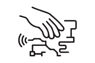 Human hand touch technologies concept line icon. Simple element illustration. one line Icon drawing with white background