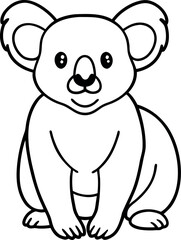 Obraz premium Simple line art illustration of a koala a cute australian marsupial isolated on white background