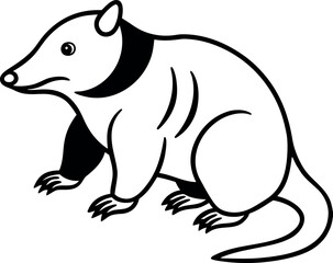 Obraz premium Simple line art illustration of a mole animal a small burrowing mammal isolated on white background