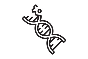 DNA, damage icon. Simple line, outline vector of gene modification icons for ui and ux, website or mobile application. one line Icon drawing with white background