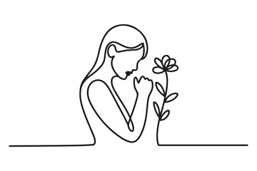 Woman dead funeral sorrow flower icon. Element of pictogram death illustration. one line Icon drawing with white background