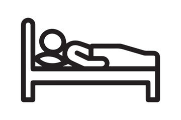 Man dead bed sorrow icon. Element of pictogram death illustration. one line Icon drawing with white background