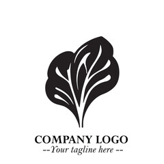 Spinach Logo Symbol in Black on the White Background Minimalist Leaf Vegetable Illustration