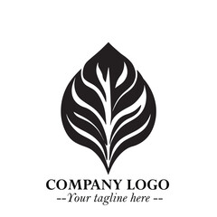 Spinach Logo Symbol in Black on the White Background Minimalist Leaf Vegetable Illustration