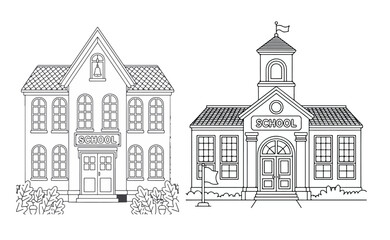 Fototapeta premium School high school Building Icon set vector silhouette design