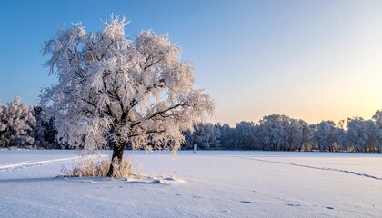 凍てつく冬の朝に立つ樹氷の木2