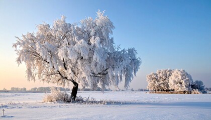 凍てつく冬の朝に立つ樹氷の木1