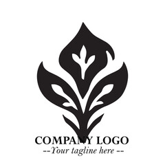 Spinach Logo Symbol in Black on the White Background Minimalist Leaf Vegetable Illustration