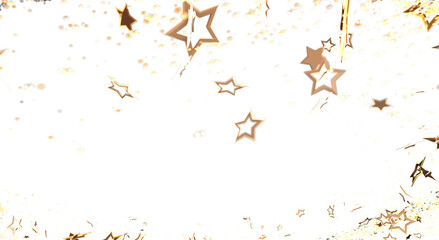 Abstract image of falling golden stars on a white background, perfect for celebrating achievements or creating a festive vibe.