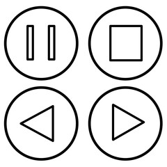 play pause next button icon isolated on white background