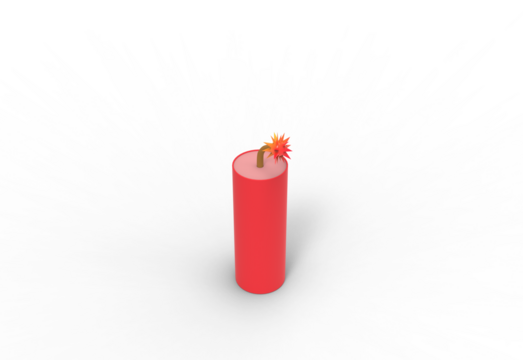 firecracker top view with shadow 3d render