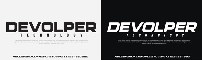 Modern Bold Font. Extended Font. Regular Italic Number Typography urban style alphabet fonts for fashion, sport, technology, digital, movie, logo design, vector illustration

