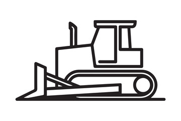 Bulldozer icon. one line Icon drawing with white background