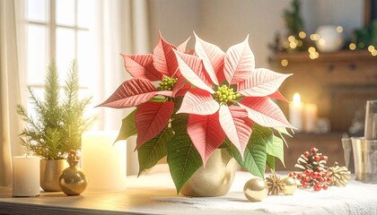 クリスマスを彩る赤いポインセチア2