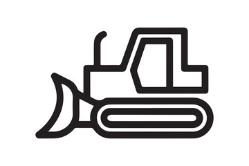 Bulldozer icon. one line Icon drawing with white background