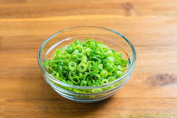 刻みねぎ 木目背景